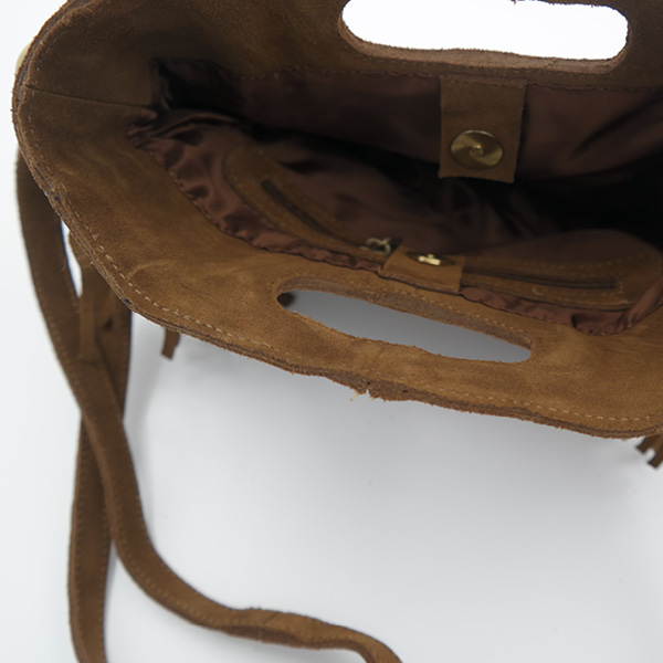 suede handbag brown