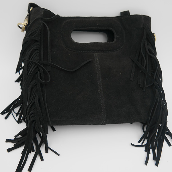 suede handbag black
