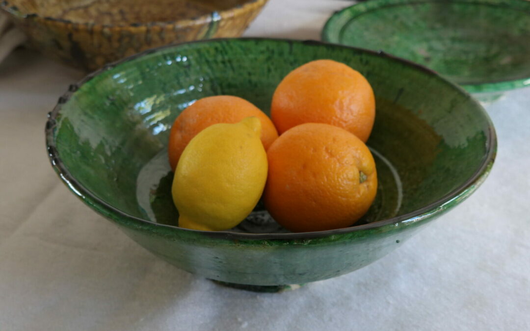 Green earthenware bowl