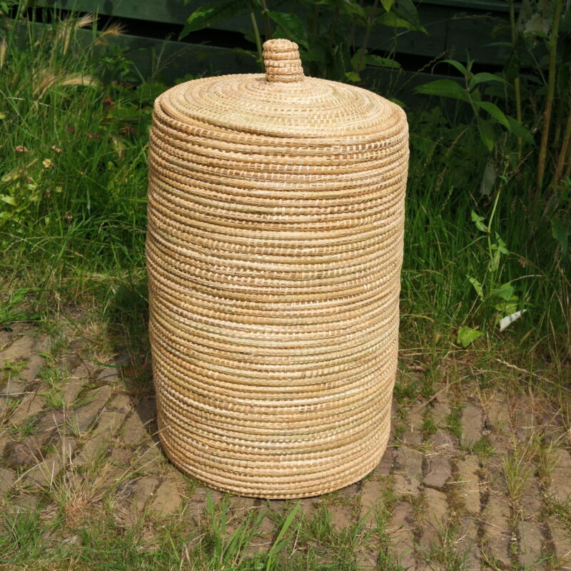 high wicker basket with lid - natural - HelpLocalwithLove