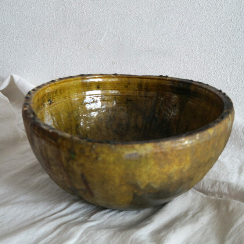 large ocher yellow ceramic bowl